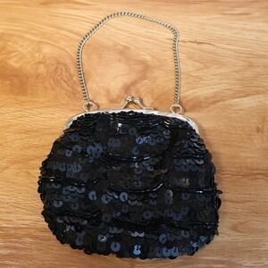 Y2K Banana Republic Sequin Evening Bag Kiss Lock Chain Strap Vintage  Party Hoco